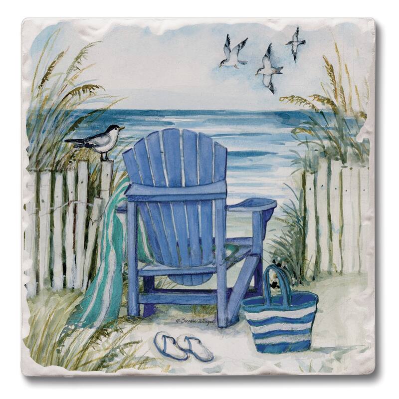 Counterart Absorbent Stone Coasters - By The Sea Chairs - Set of 4 - 4x4x1.267