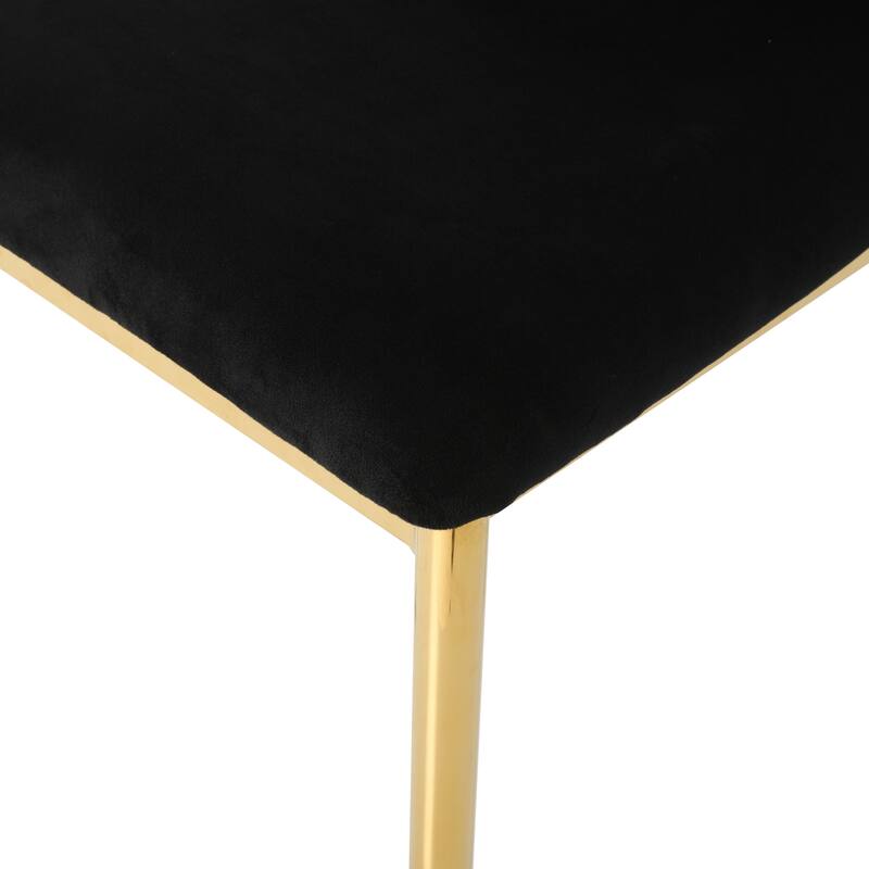 Modern Simple Velvet Dining Chair, Family Bedroom Stool Back Student Table Chair, Gold-Plated Metal Chair Legs (Set of 4)