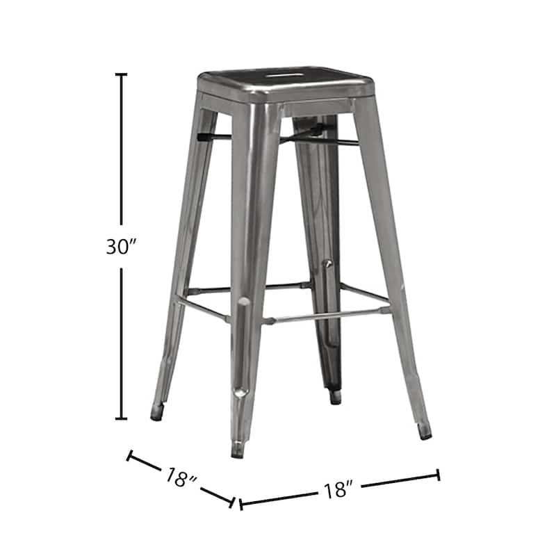 (Set of 2) Williston Modern Industrial Gunmetal Steel Counter 26” and Bar 29” Stool