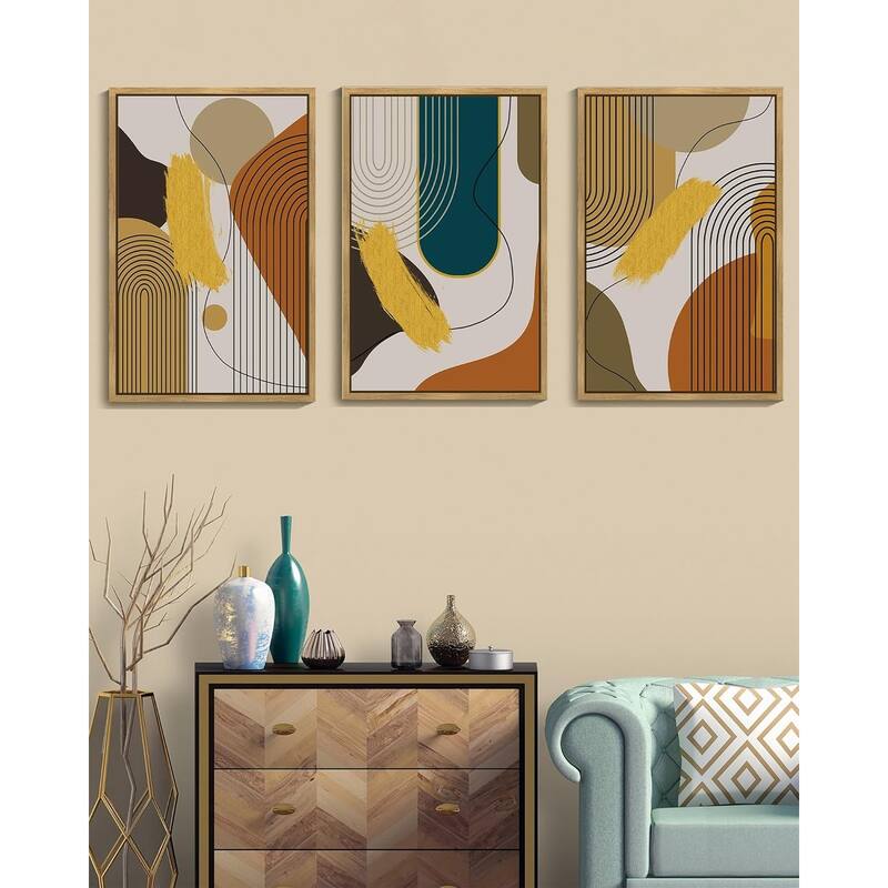 Abstract Framed Wall Art Modern Minimalist Luxury Gold Line Artwork