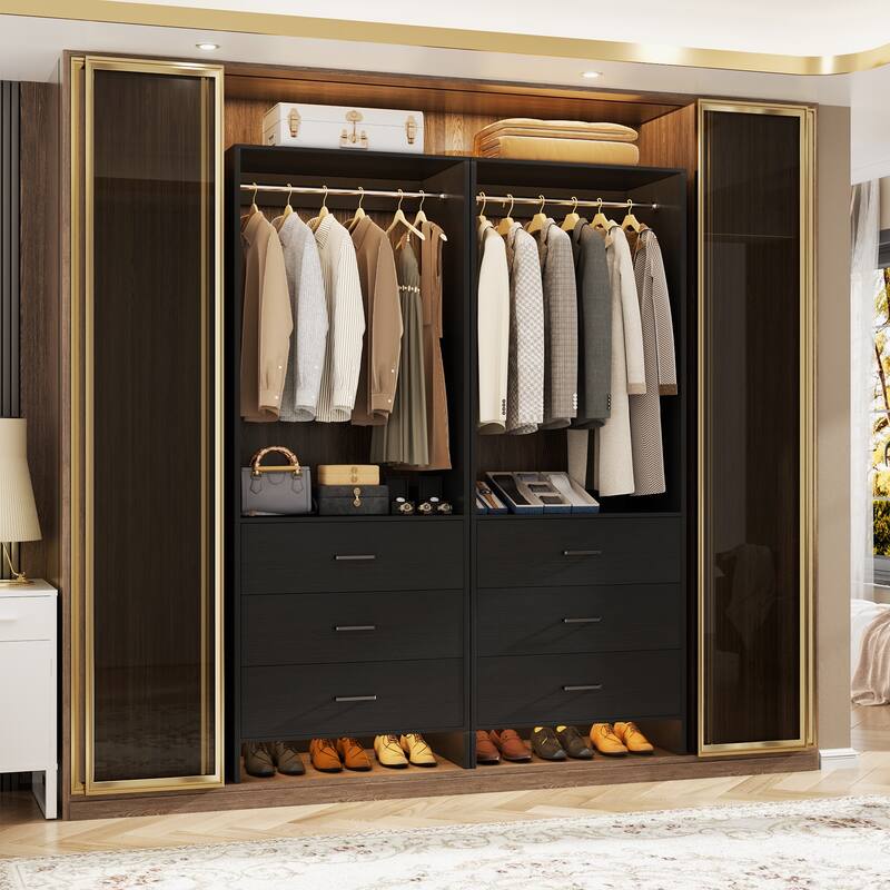 Set of 2/4 Closet Organizer System with Wood Drawers