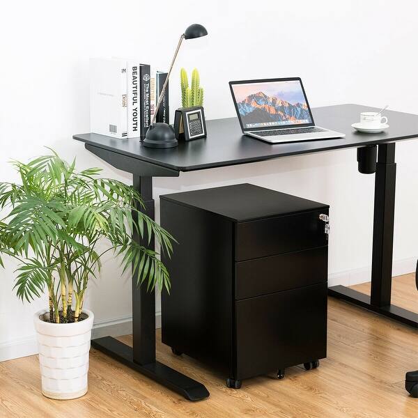 Shop Costway 3 Drawer Filing Cabinet Locking Pedestal Under Desk