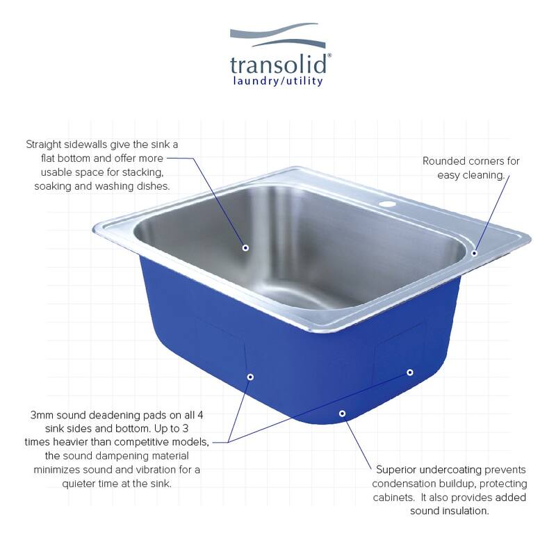 Transolid TRS_MTSB252212-3 Meridian 25" Drop In Single Basin Stainless - Brushed Stainless
