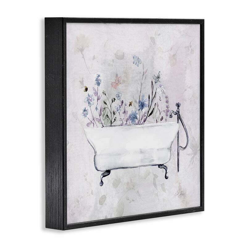 Stupell Antique Bathtub Botanicals Framed Giclee Art Design By Stella Chang