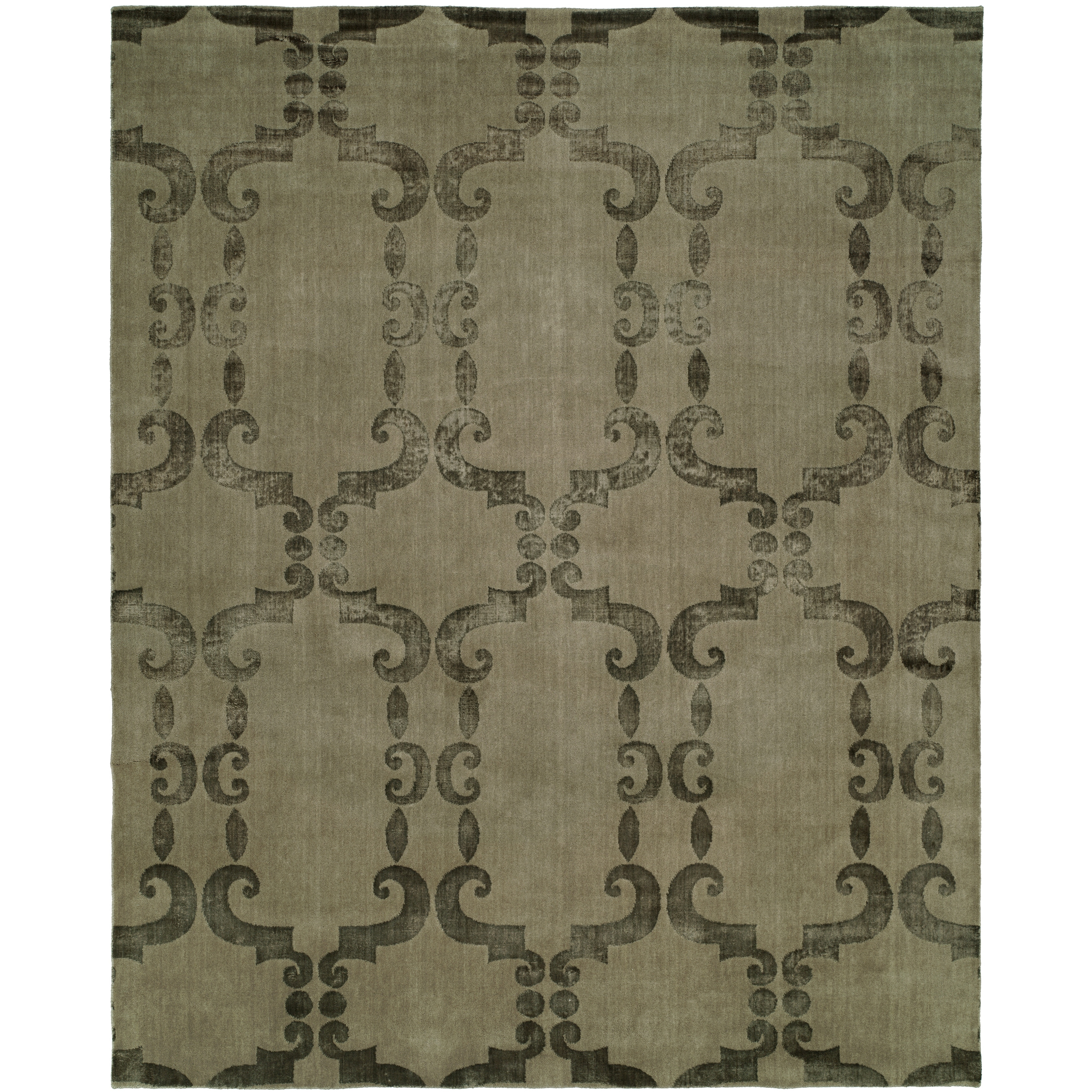 KALATY Modern Grey Hand-Knotted Wool & Viscose Area Rug