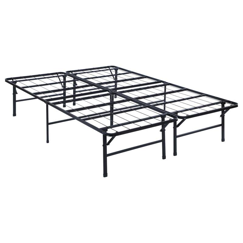 Black Steel Platform Bed with Folding Design and 750 lbs Capacity
