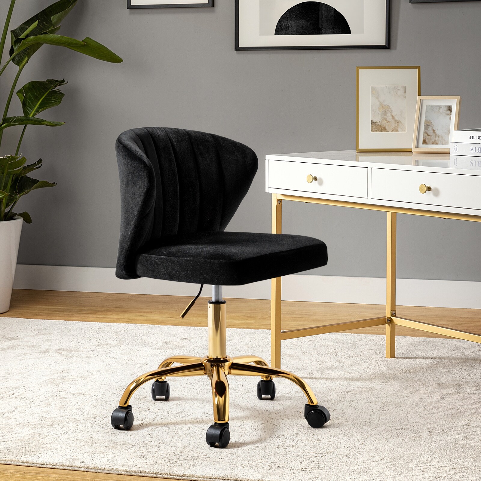 Ilia Modern Velvet Wingback 360degree Ergonomic Office Task Chair
