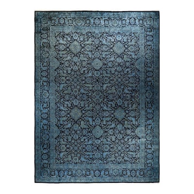Overton Hand Knotted Wool Vintage Inspired Modern Contemporary Overdyed Black Area Rug - 10' 0" x 13' 10"