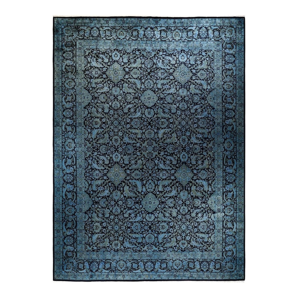 Overton Hand Knotted Wool Vintage Inspired Modern Contemporary Overdyed Black Area Rug - 10' 0" x 13' 10"