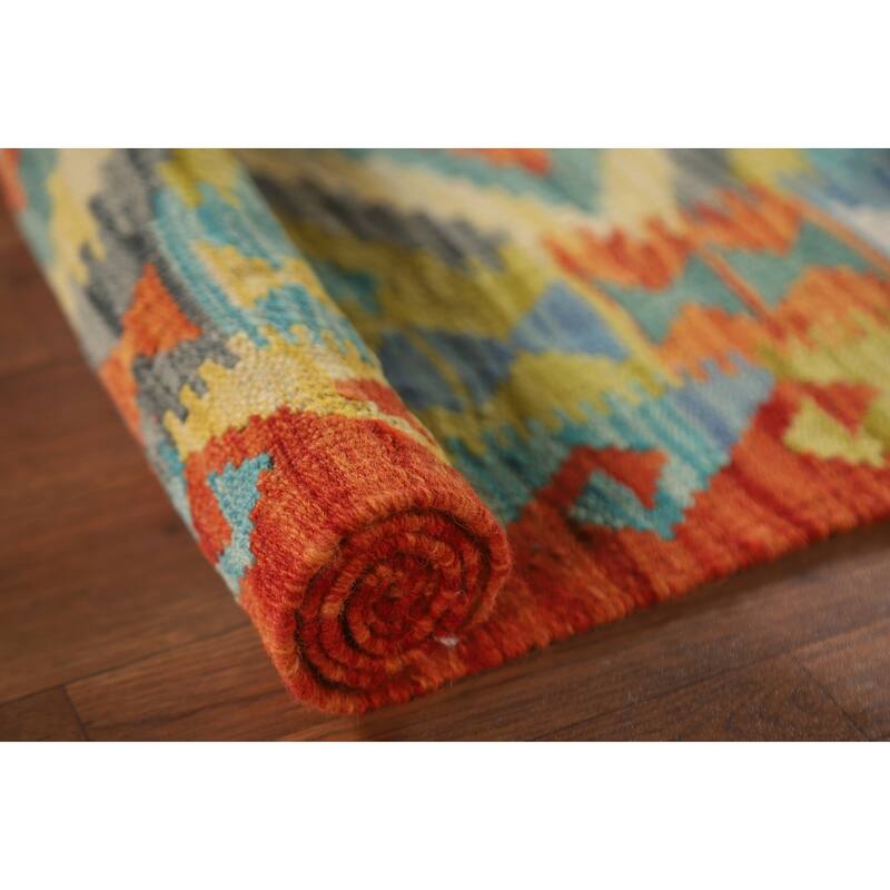 Southwestern Kilim Rug Flatweave Foyer Wool Carpet - 3'4"x 4'10"