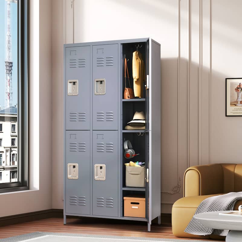 GDFStudio - Trent 6-Door 72" Metal Locker Cabinet with Lock, Heavy-Duty Storage - 6 Door 72"H