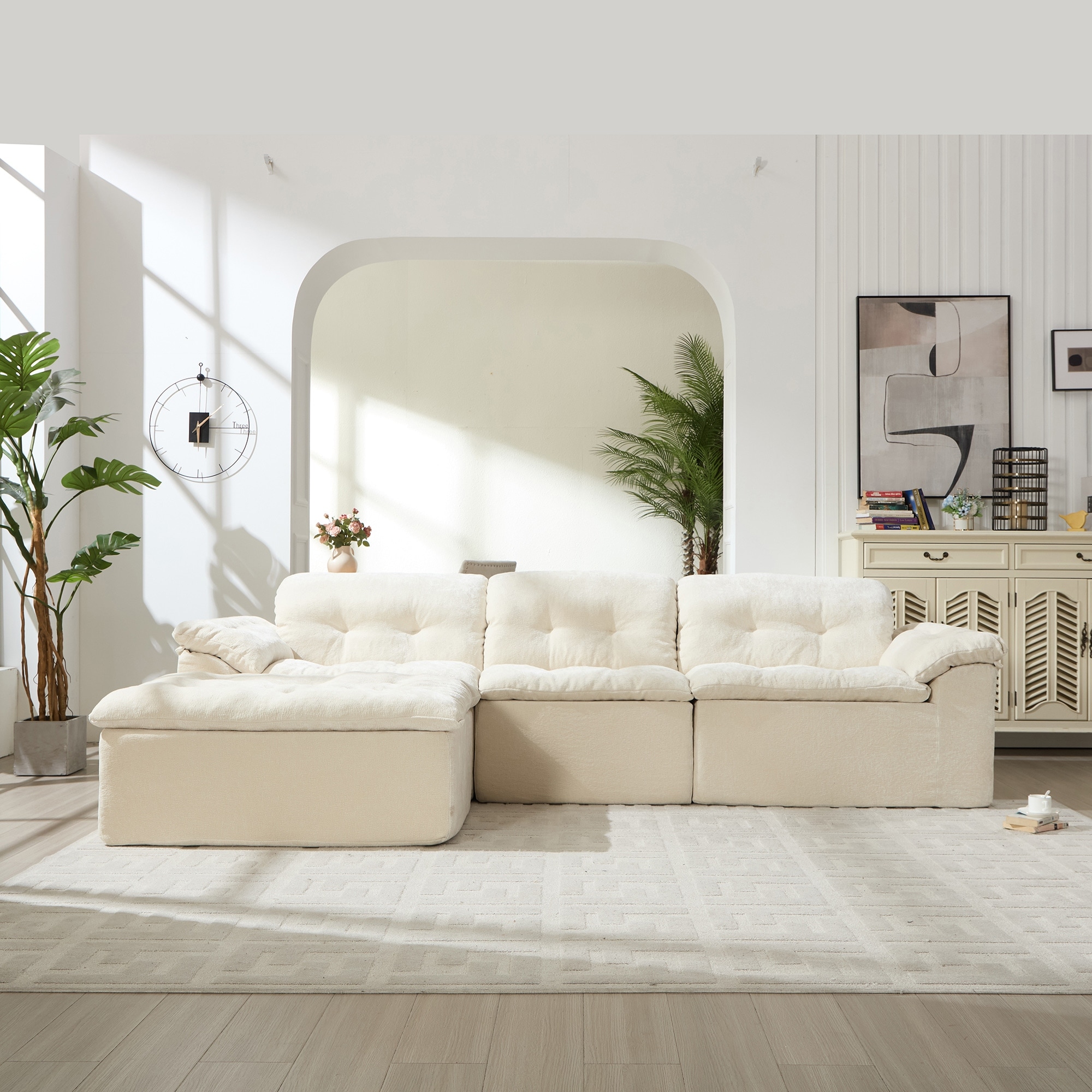 Modular Convertible Cushioned Sleeper Sofa Set