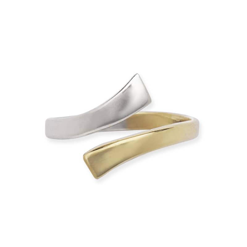 14k Two-tone Gold Bypass Adjustable Polished Toe Ring - White