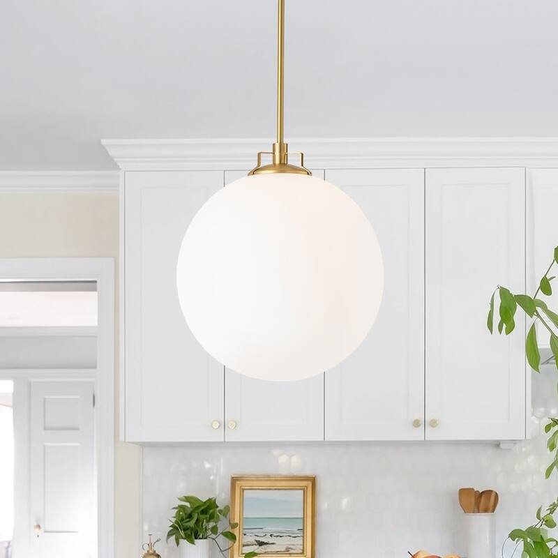 Mininalist 1-Light Single Glass Frosted Globe Pendant - 15.7in