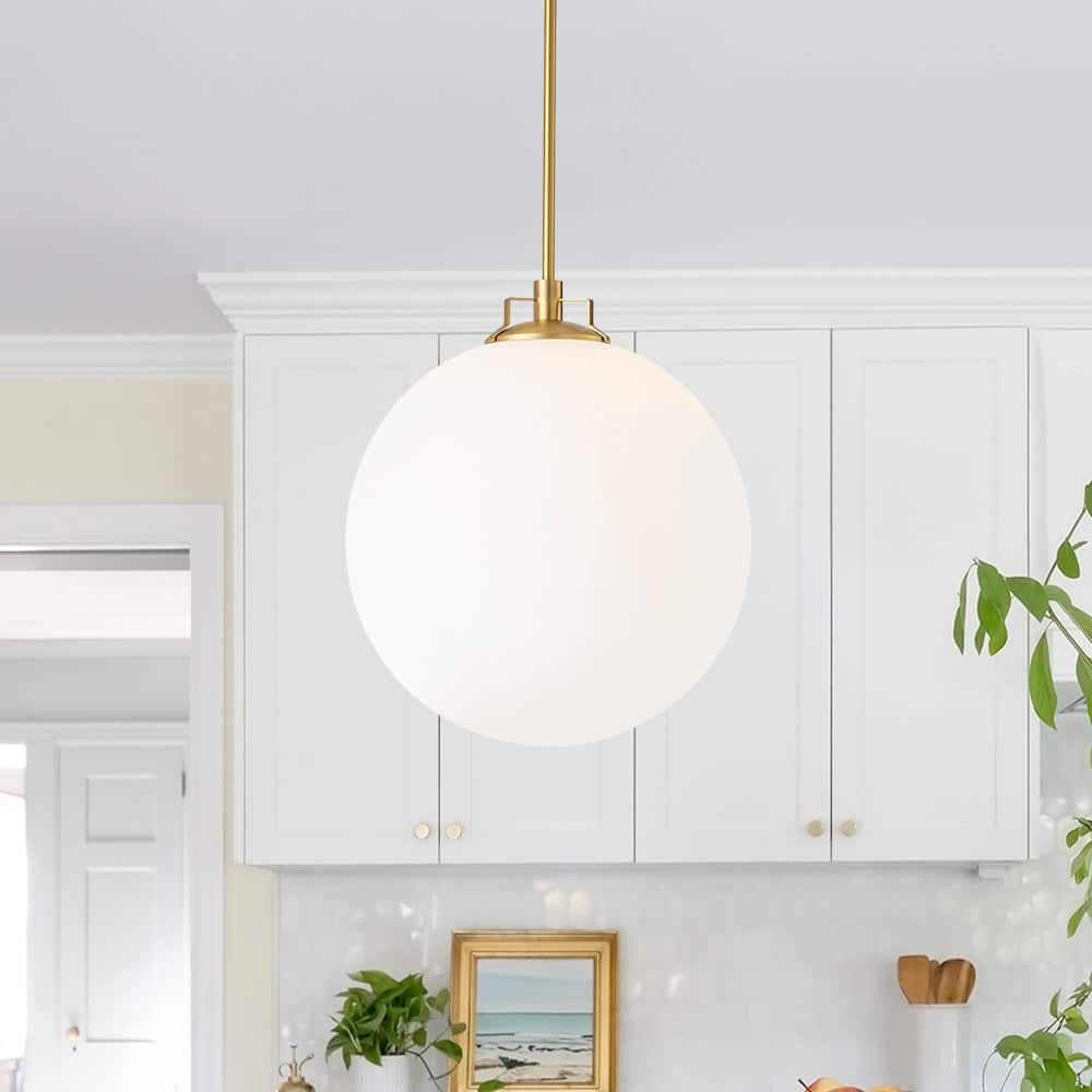Mininalist 1-Light Single Glass Frosted Globe Pendant - 15.7in