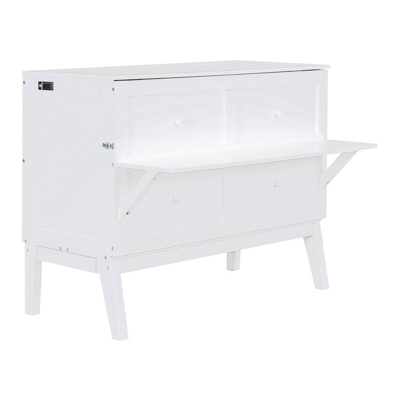 Full Size Murphy Bed with USB Port and removable Shelves on Each Side