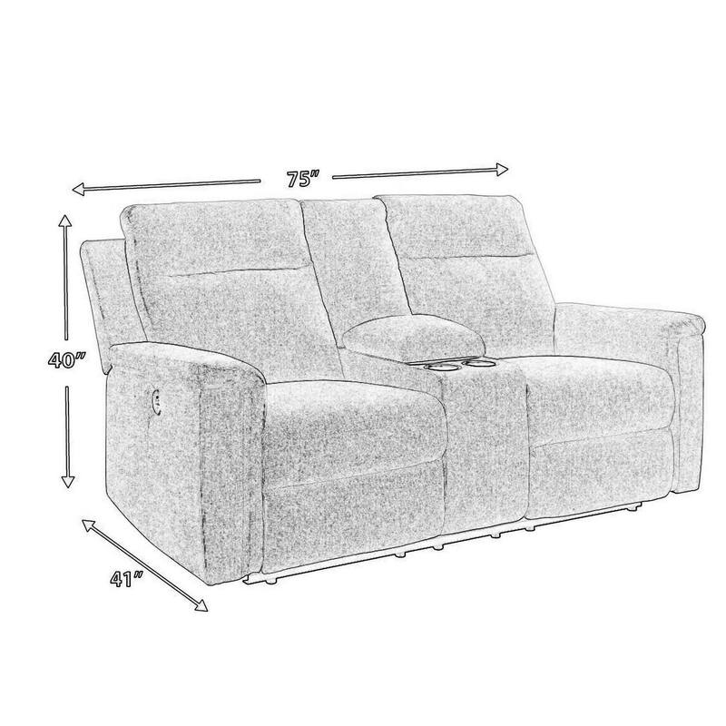 Jinu Power Recliner Loveseat, Gray Polyester Micro Chenille, 75 Inch