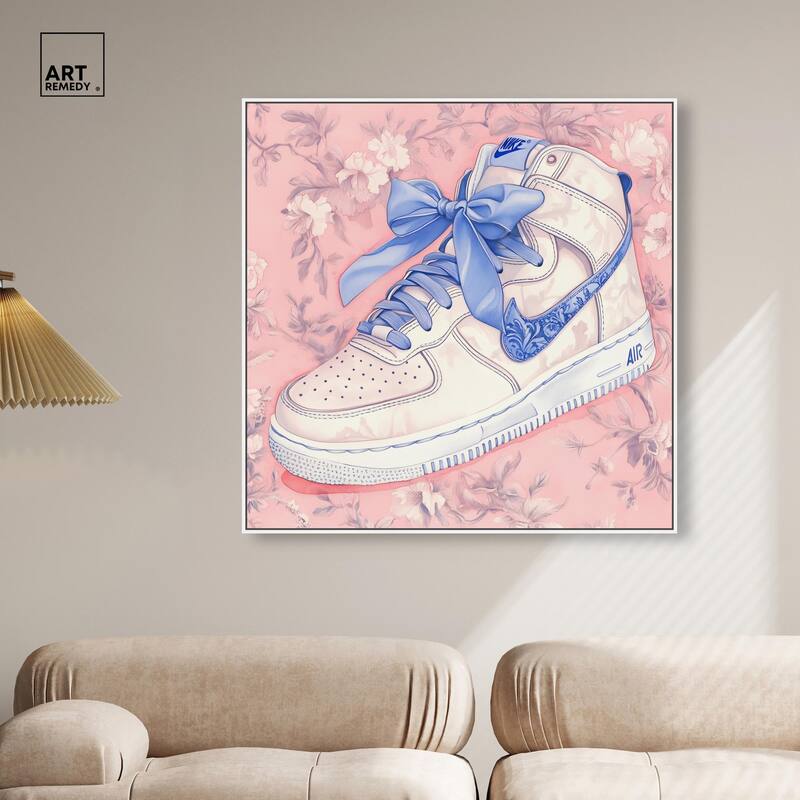 Blue Bow Sneaker Canvas by Art Remedy