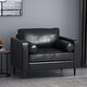 preview thumbnail 3 of 3, Roomfitters Faux Leather Armchair with Tufted Seat, Round Bolster Pillows and Wooden Legs for Living Room, Black