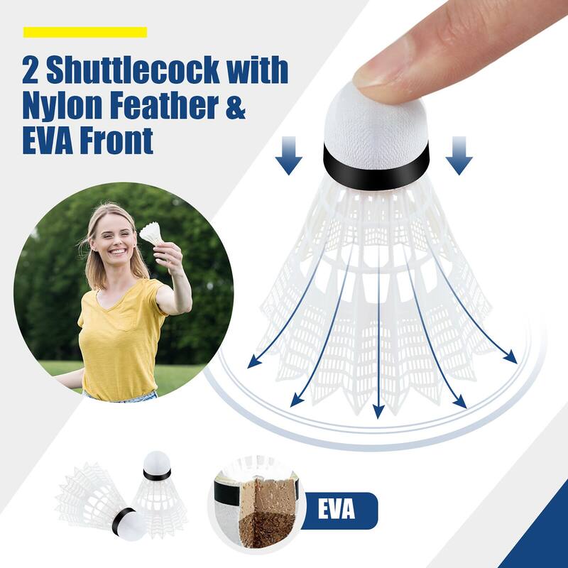 Gymax 14FT Adjustable Badminton Net Set W/2 Shuttlecocks Portable