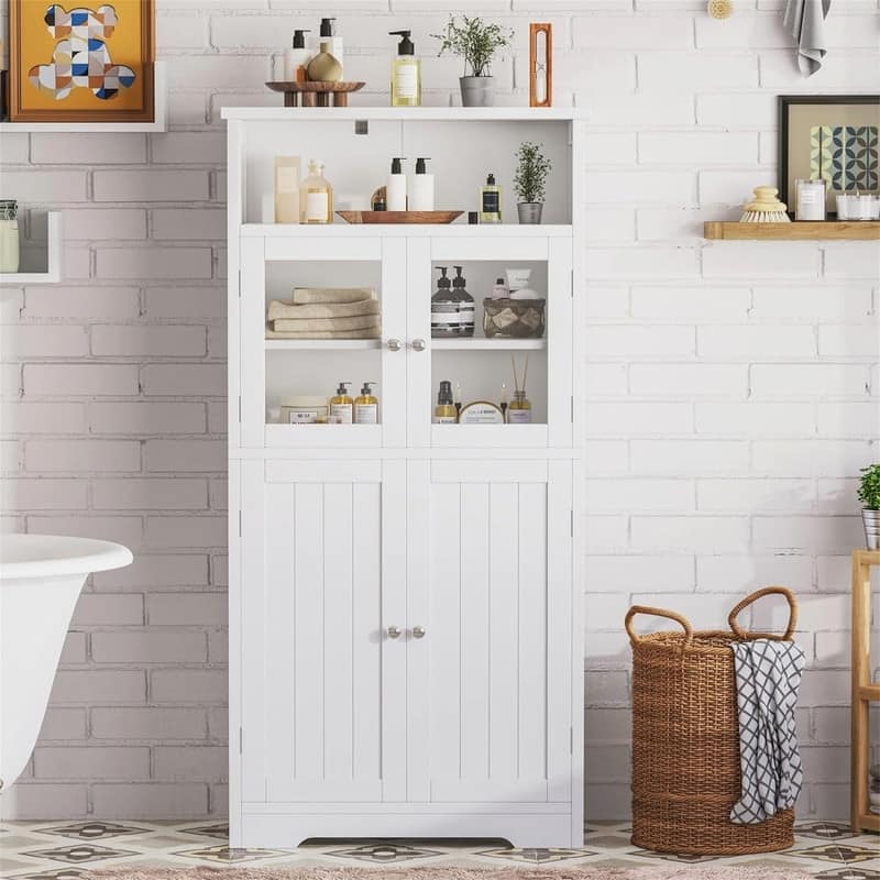 Bathroom Storage Cabinet - 11.78"D x 23.6"W x 50.4"H - White