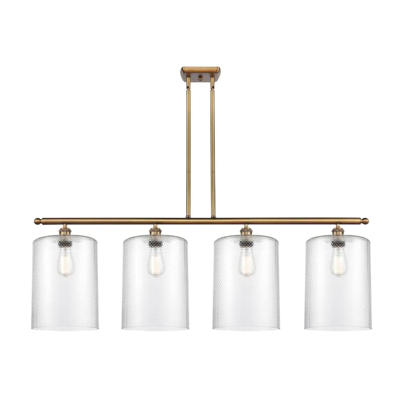 Innovations Lighting Cobbleskill - 4 Light 48" Island Light - Clear/Brushed Brass