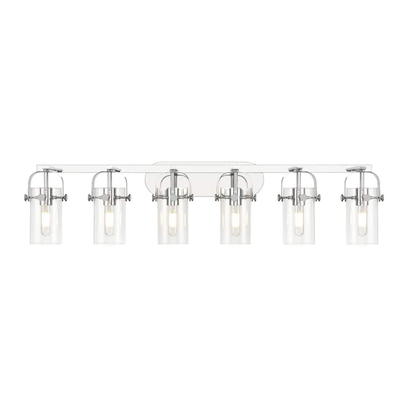 Innovations Lighting 423-6W-10-44 Pilaster II Cylinder Vanity Pilaster - Polished Chrome / Clear