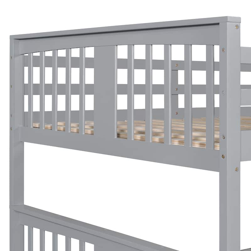 Full over Full Bunk Bed with Twin Size Trundle and Ladder