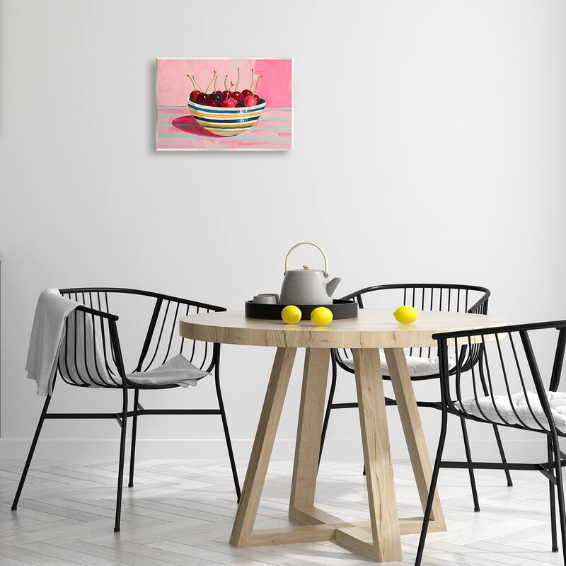 Stupell Bowl of Cherries on Pink Wall Plaque Art Design By Arlington Prints