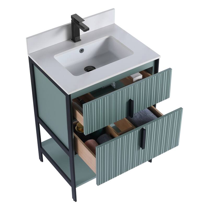 Fine Fixtures Serenity Modern Bathroom Vanity with White Stone Top