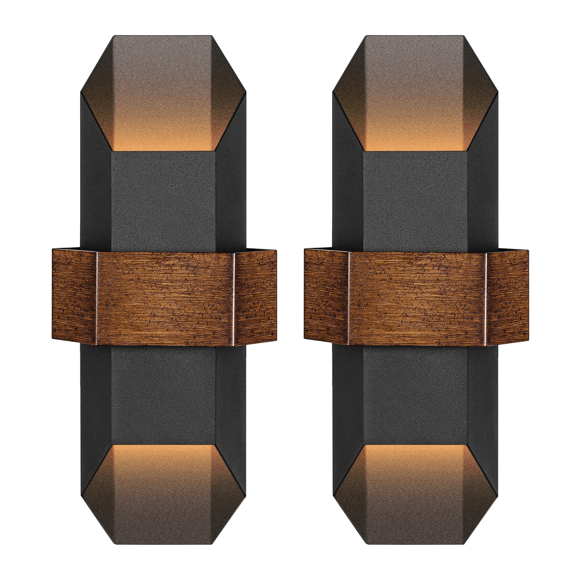 2-Light Matte Black Iron LED Outdoor Wall Light(2 Pack)