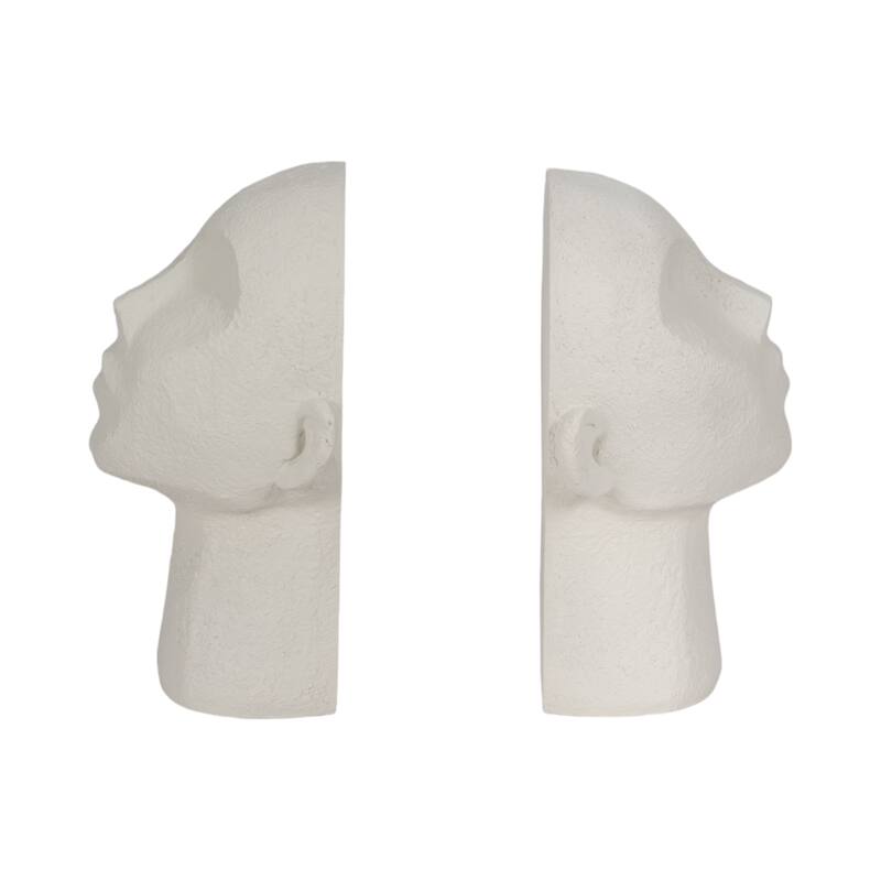 Sagebrook Home Elegant White 9" Textured Head Up Bookends (Set of 2) - 9.0"