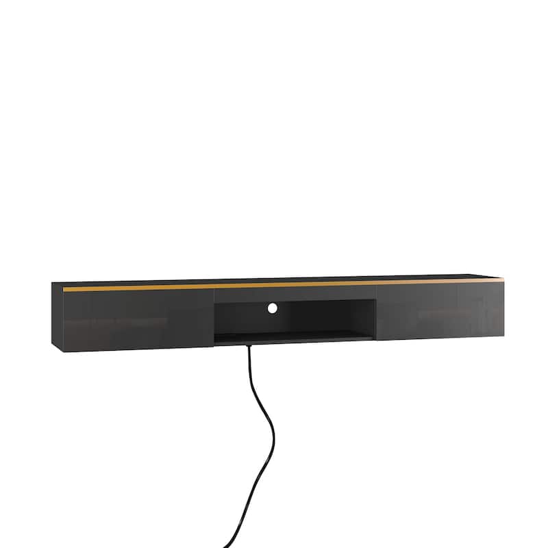 Floating TV Stand Wall Mounted - Black