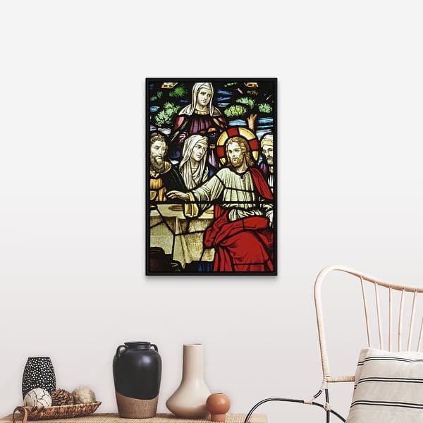Shop Stained Glass Painting Of Last Supper Black Float Frame