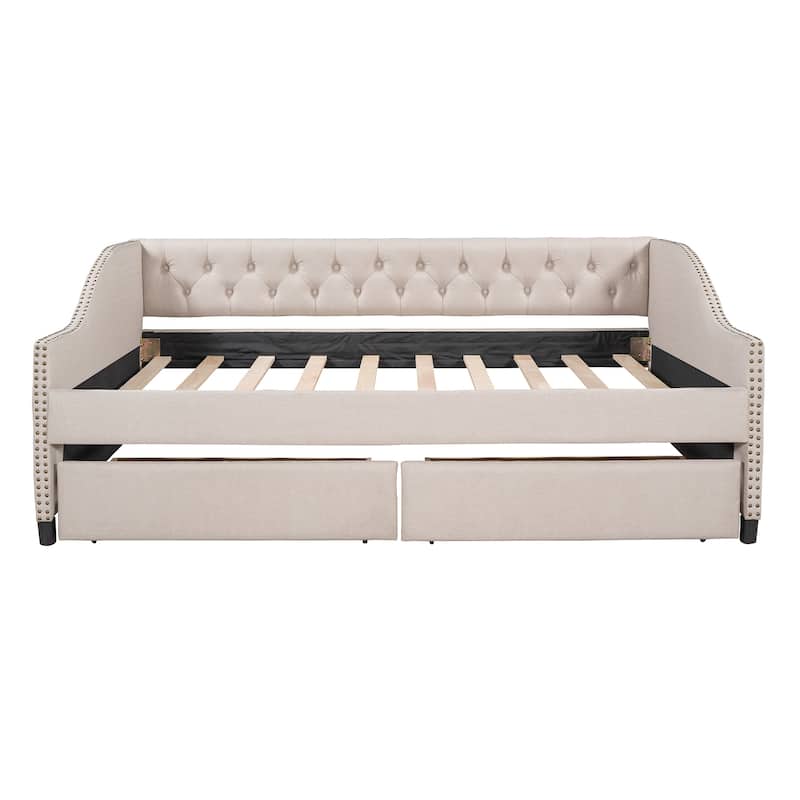 Upholstered daybed with Two Drawers