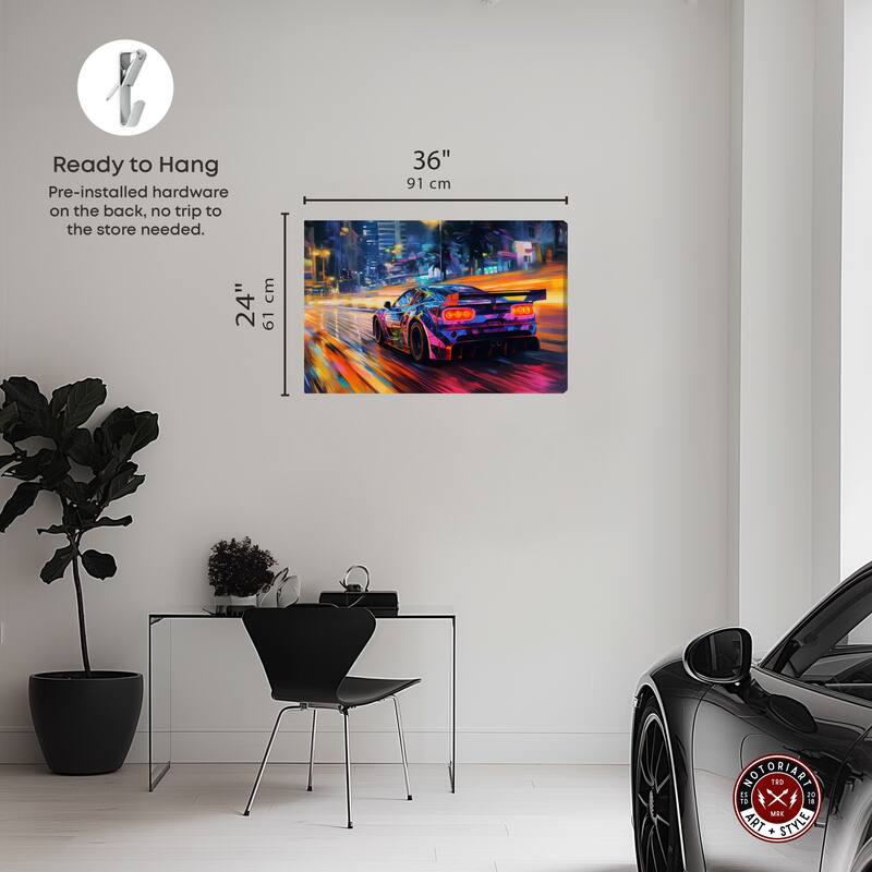Notoriart Night Drive Vibes Gallery Wrapped Car 1 Piece Canvas Wall Art