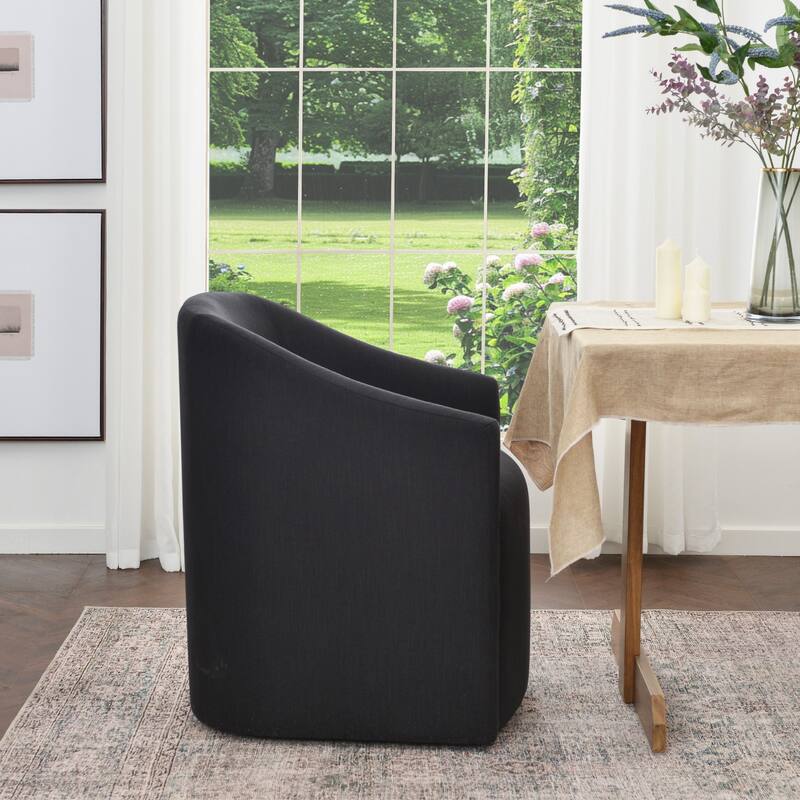KINWELL 25" Performance Fabric Upholstered Rolling Dining Armchair