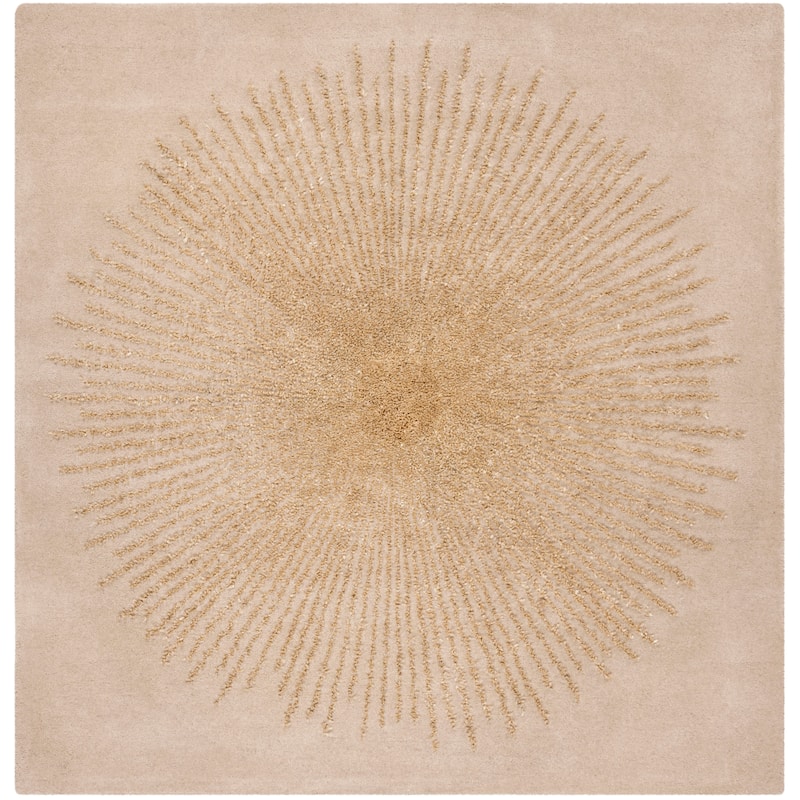 SAFAVIEH Handmade Soho Marsilia Burst New Zealand Wool Rug - 6' Square - Beige - Square