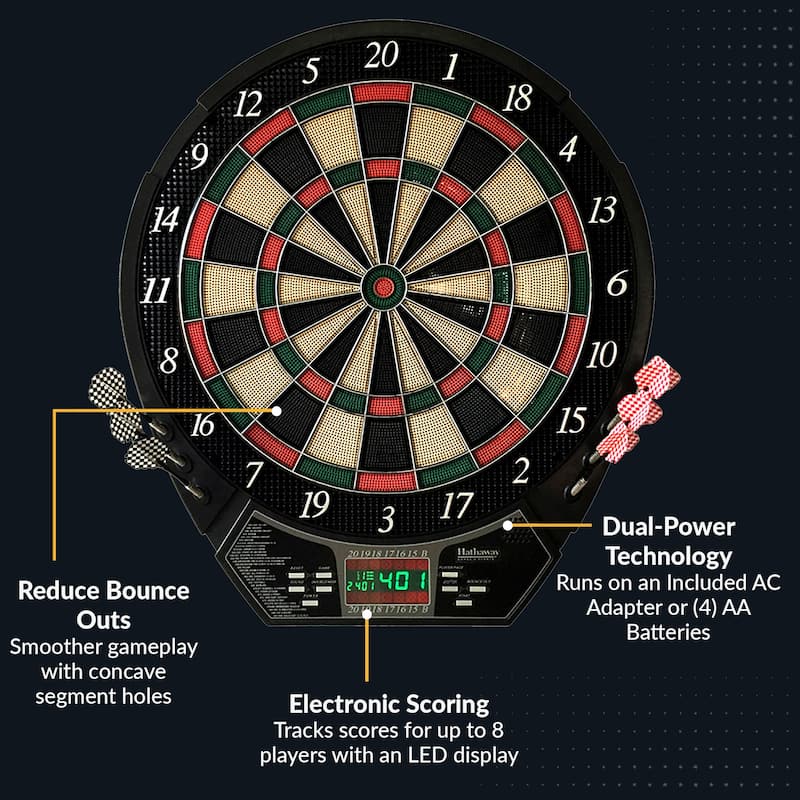 Hathaway Outlaw Electronic Dartboard and 81-in Free-Standing Cabinet - Cherry Finish