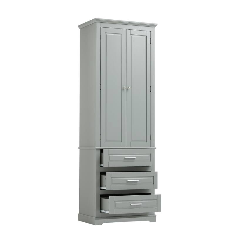 70'' Tall Storage Cabinet with 3 Drawers for Bathroom/Office - 24''×15.7''×70''