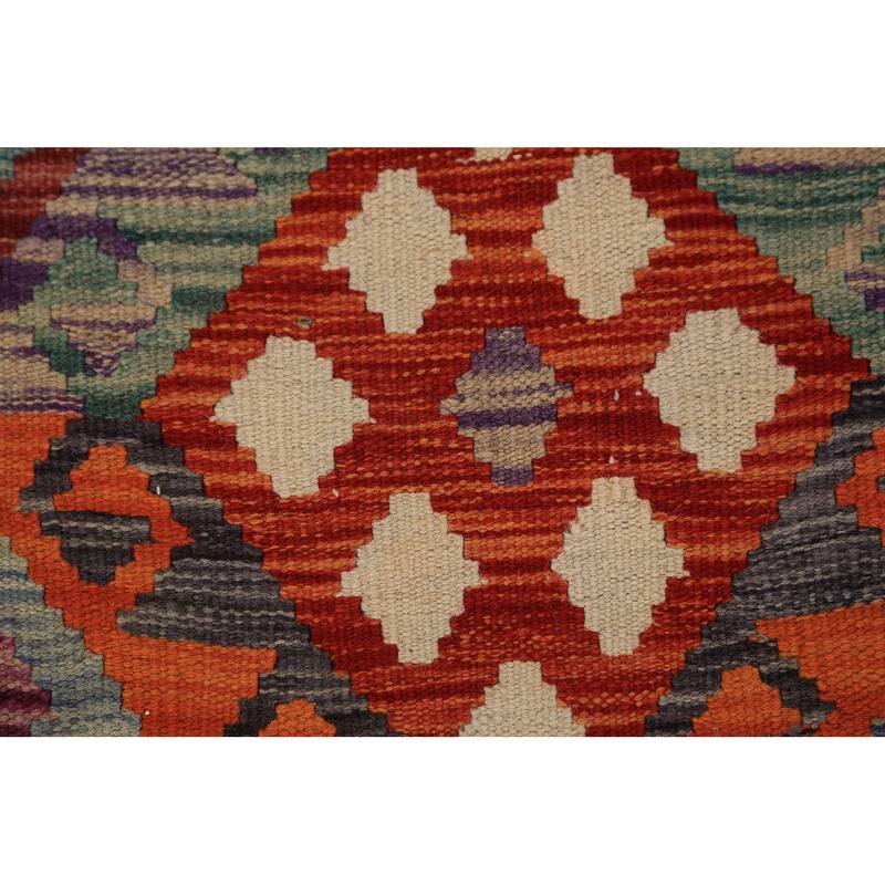 South Western Style Kilim Oriental Rug Hand-Woven Wool Carpet - 9'8" x 13'1"