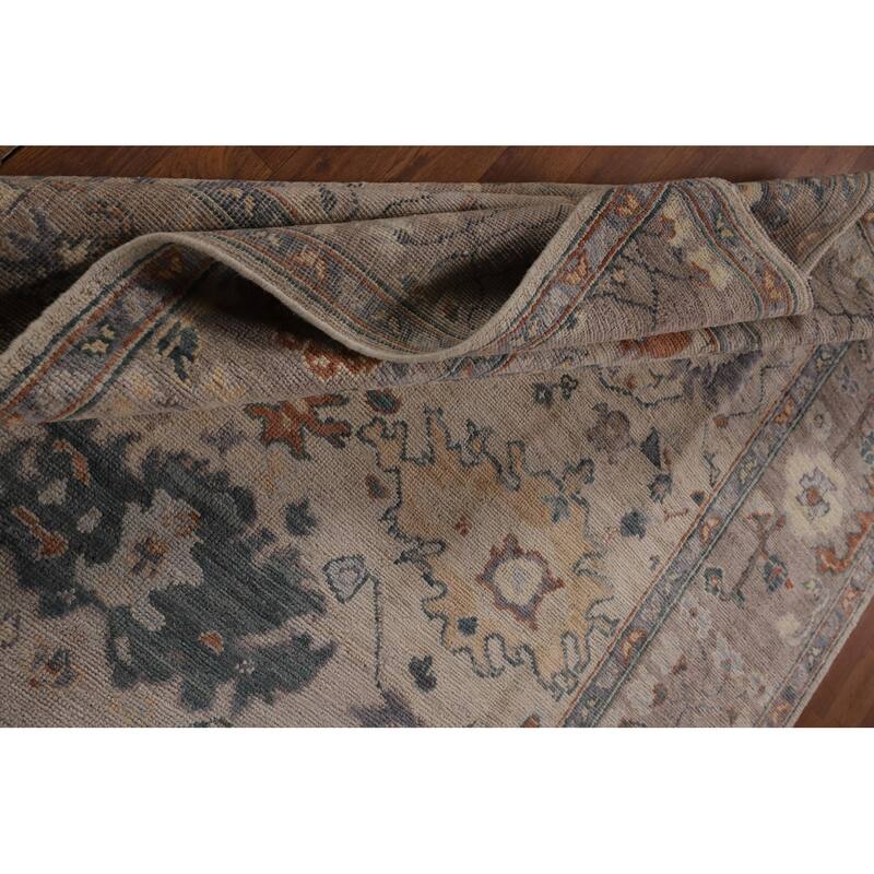 Vegetable Dye Oushak Turkish Area Rug Handmade Geometric Wool Carpet - 6'0"x 8'9"