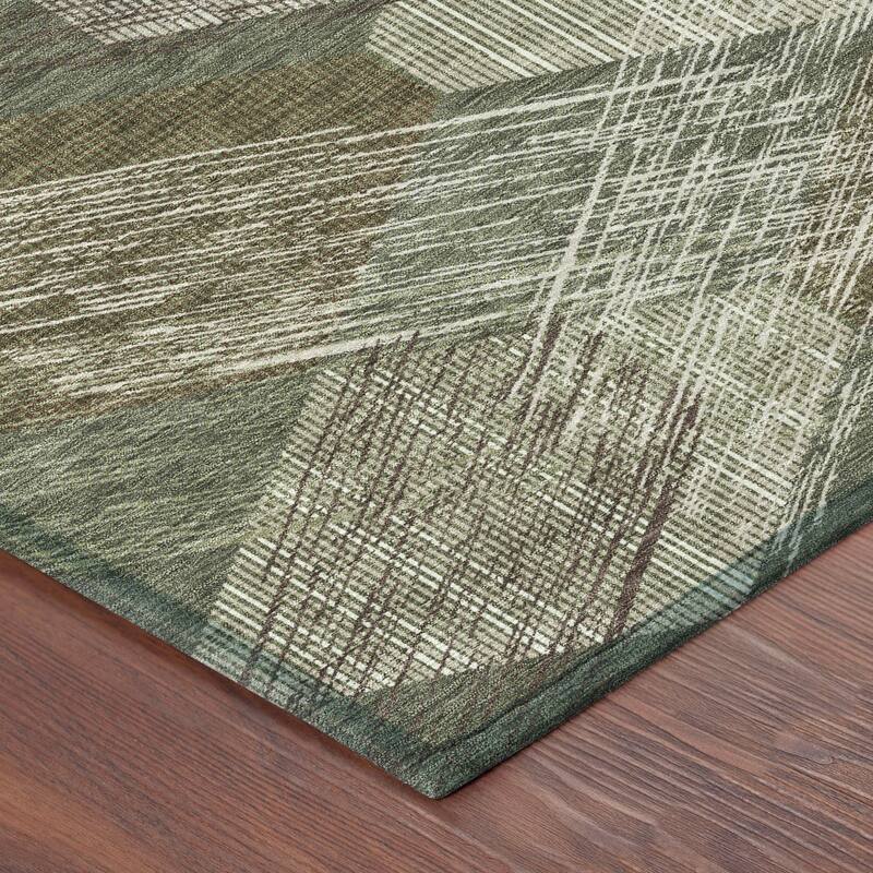 Machine Washable Indoor/ Outdoor Modern Hotchkiss Chantille Rug