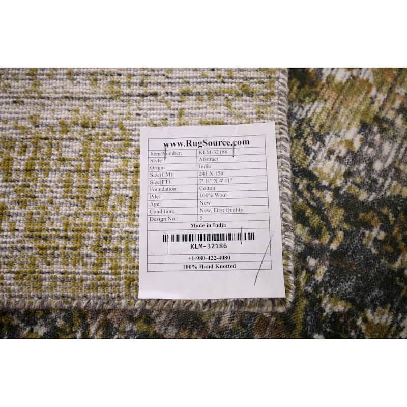 Contemporary Abstract Indian Area Rug Handmade Wool Carpet - 4'11"x 7'11"