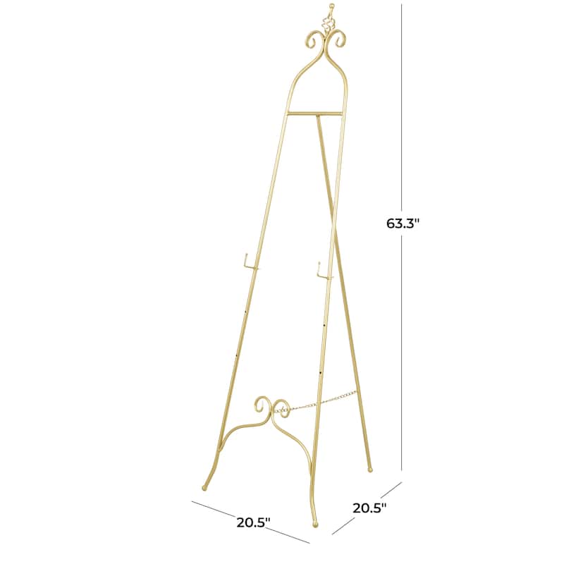 Metal Scroll Adjustable 3 Tier Display Easel with Chain Support and Swirl Finial - Black or Gold - Roche River Decor