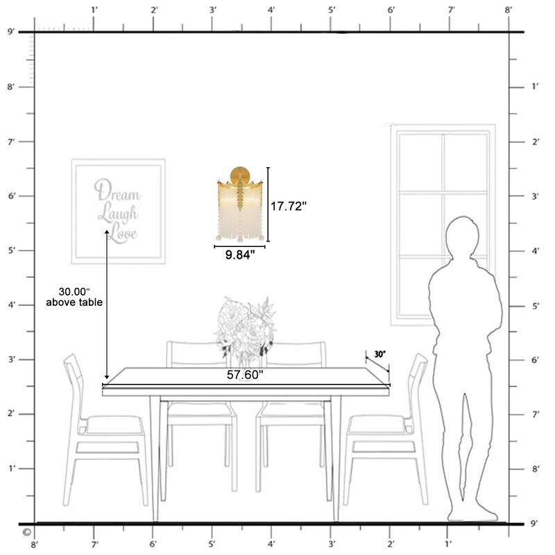 Crystal Wall Sconce Leaf Accents Clear Glass Rod Hanging Crystal Balls