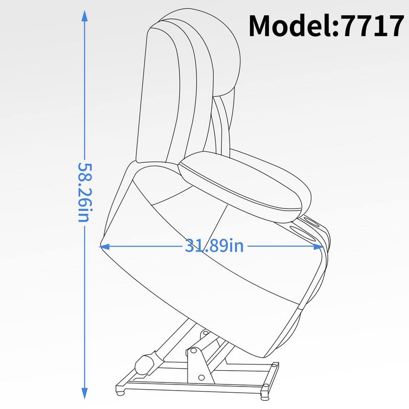Roomfitters Dual Motor Power Lift Recliner Chair with 180 Degree Flat Recline Heat Massage Sofa with Cup Holders, Grey