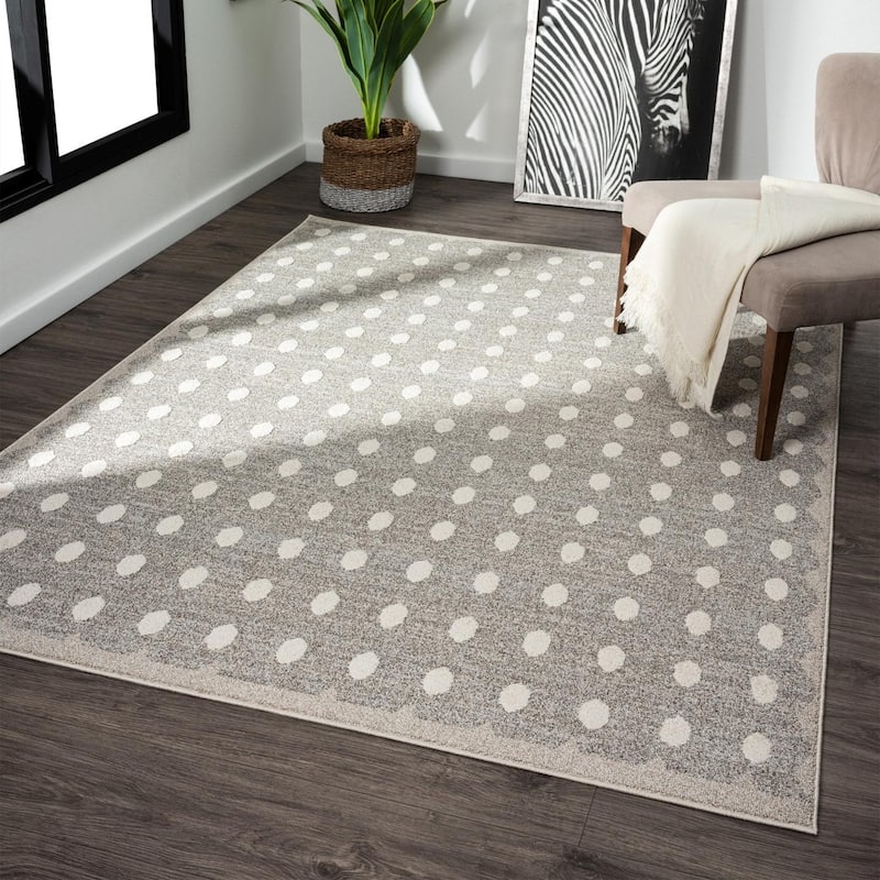 Luxe Weavers Modern Geometric Dots Area Rug, Indoor Carpet - 2' x 3' - Taupe