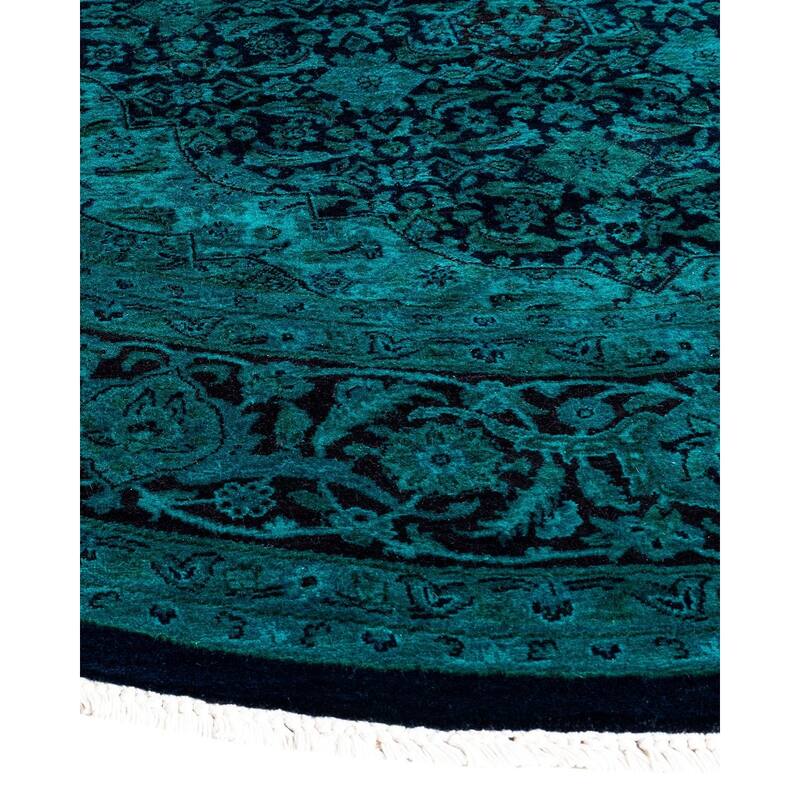 Fine Vibrance, One-of-a-Kind Hand-Knotted Area Rug - Blue, 6' 8" x 6' 9" - 6' 8" x 6' 9"
