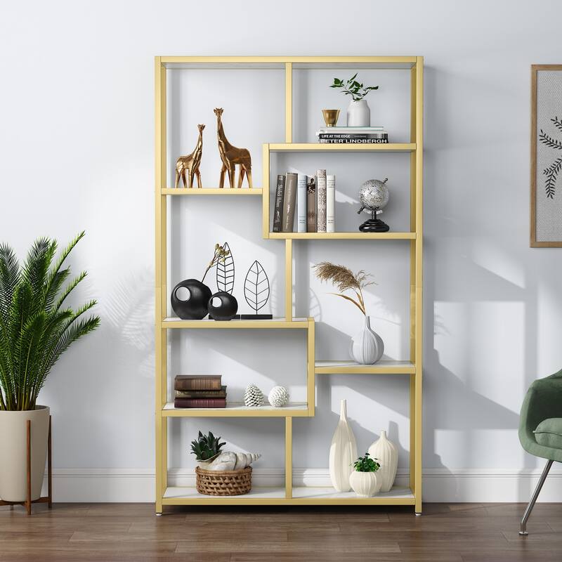 8 Shelves Bookshelf, Ladder Corner Bookcase, 4-Tier Display Shelf Storage Organizer for Home Office